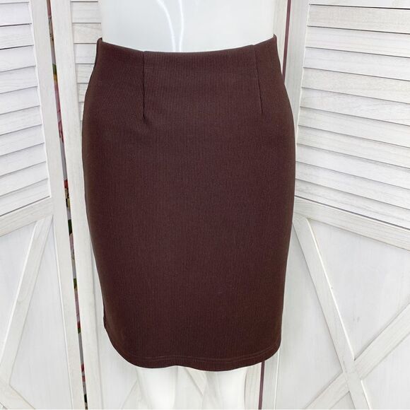 Reflections by Spiegel Vintage Ribbed Pull On Pencil Skirt Brown 4 - Picture 1 of 11
